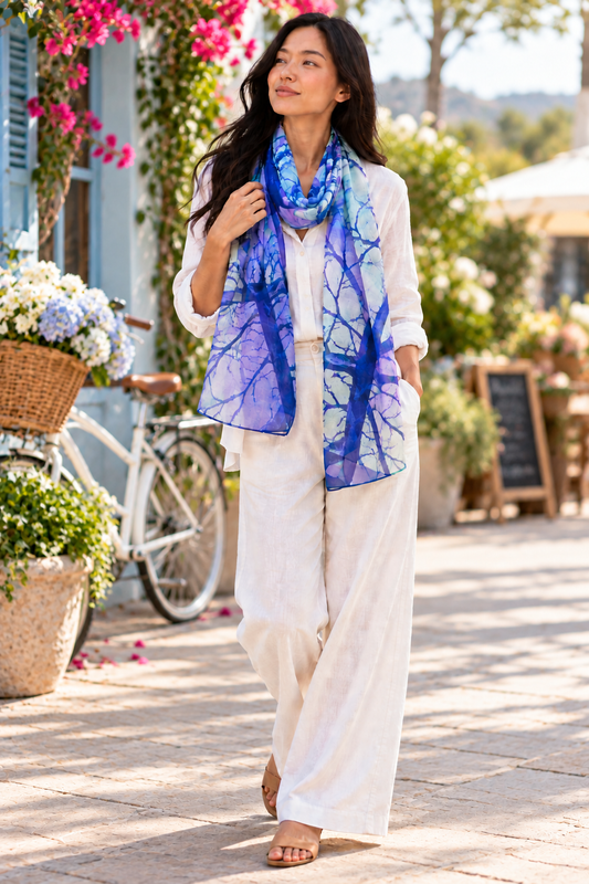 Purple Digital Print Oblong Scarf