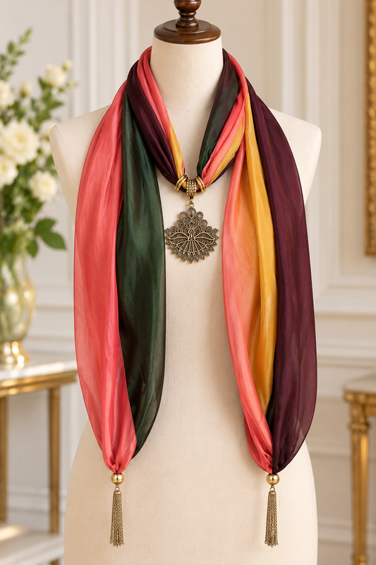 Autumn Grove — Pure Silk Pendant Scarf