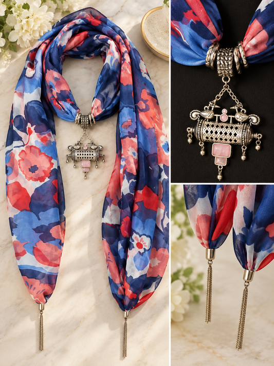 Coastal Bloom — German Silver Pendant Scarf