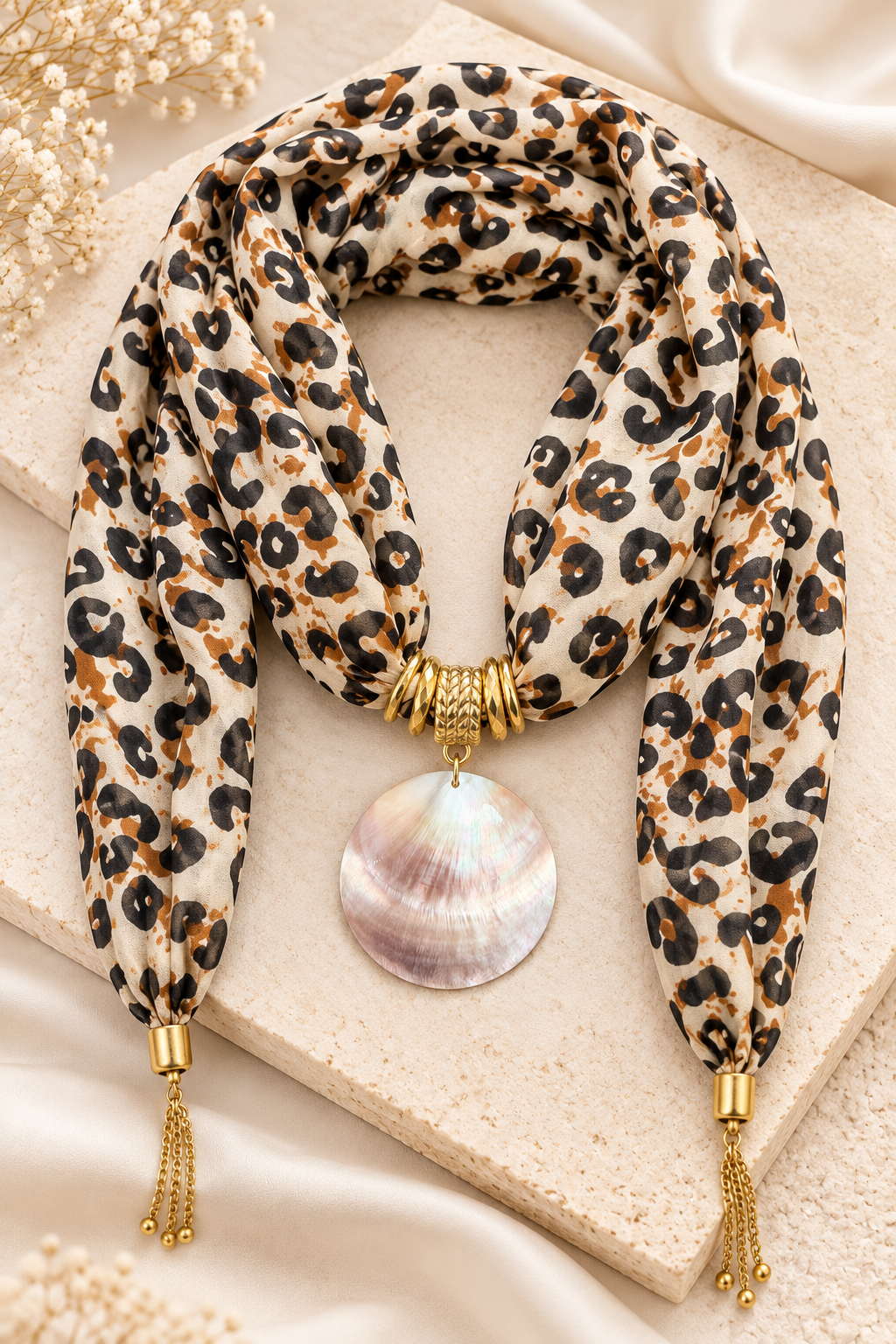 Savannah Pearl: Mother-of-Pearl Pendant Scarf