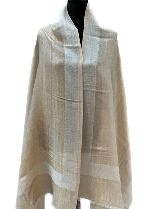 Zari Pashmina Reversible Shawls - Creme