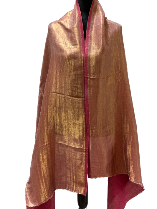 Zari Pashmina Shawl - Dark Pink