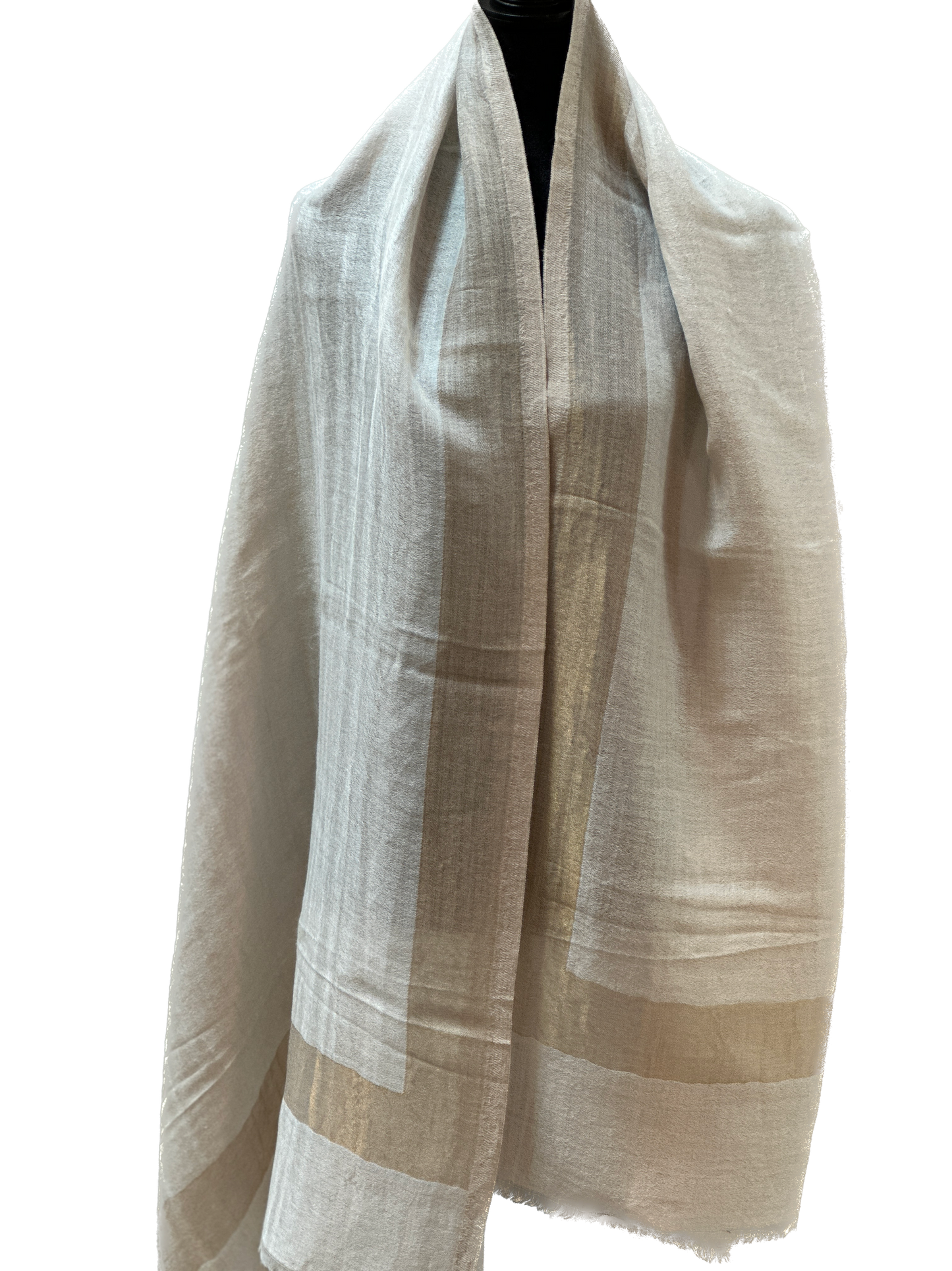 Zari Pashmina Reversible Shawls - Creme