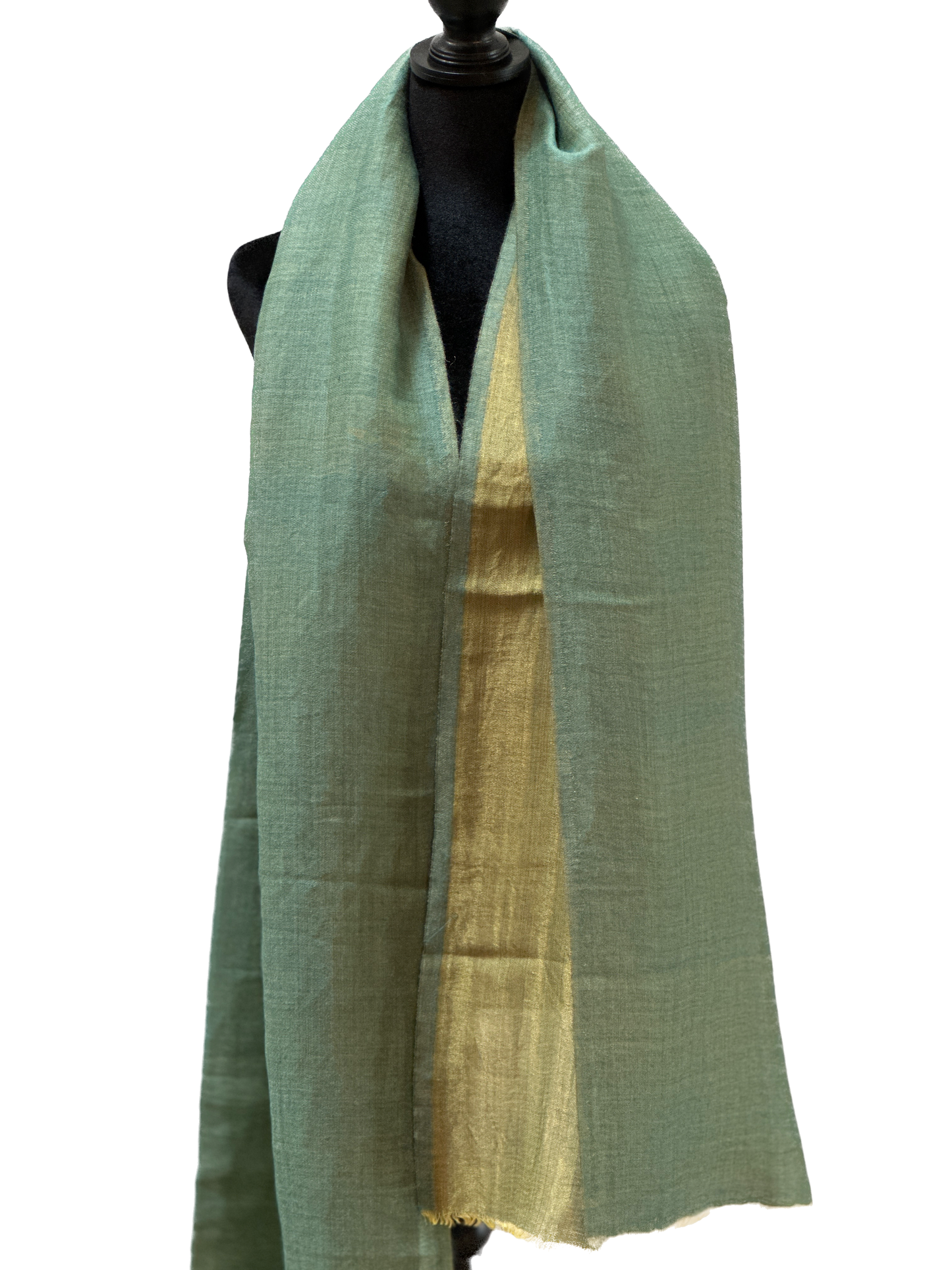 Zari Pashmina Plain Reversible Shawl - Green