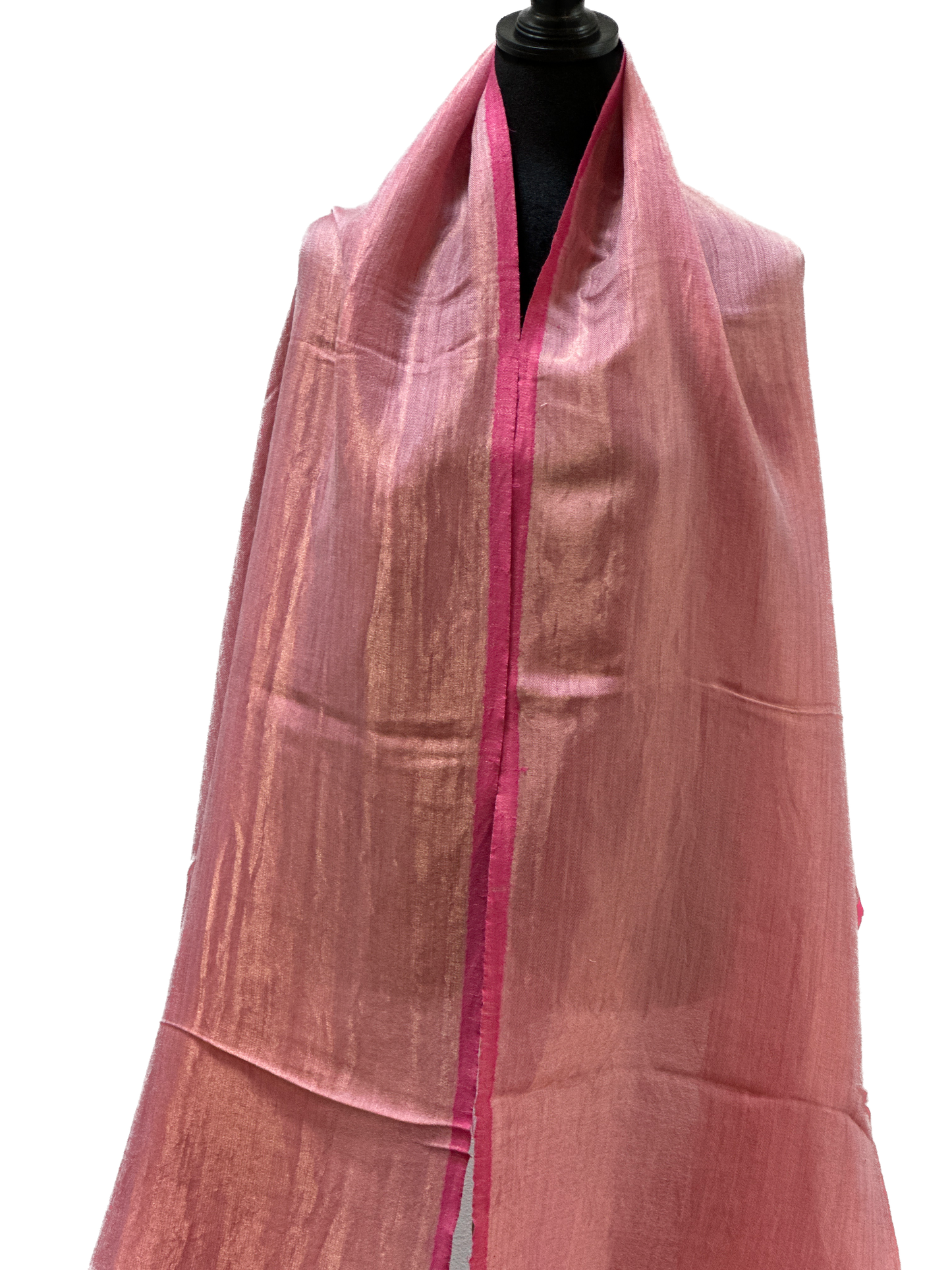 Zari Pashmina Plain Reversible Shawl - Pink