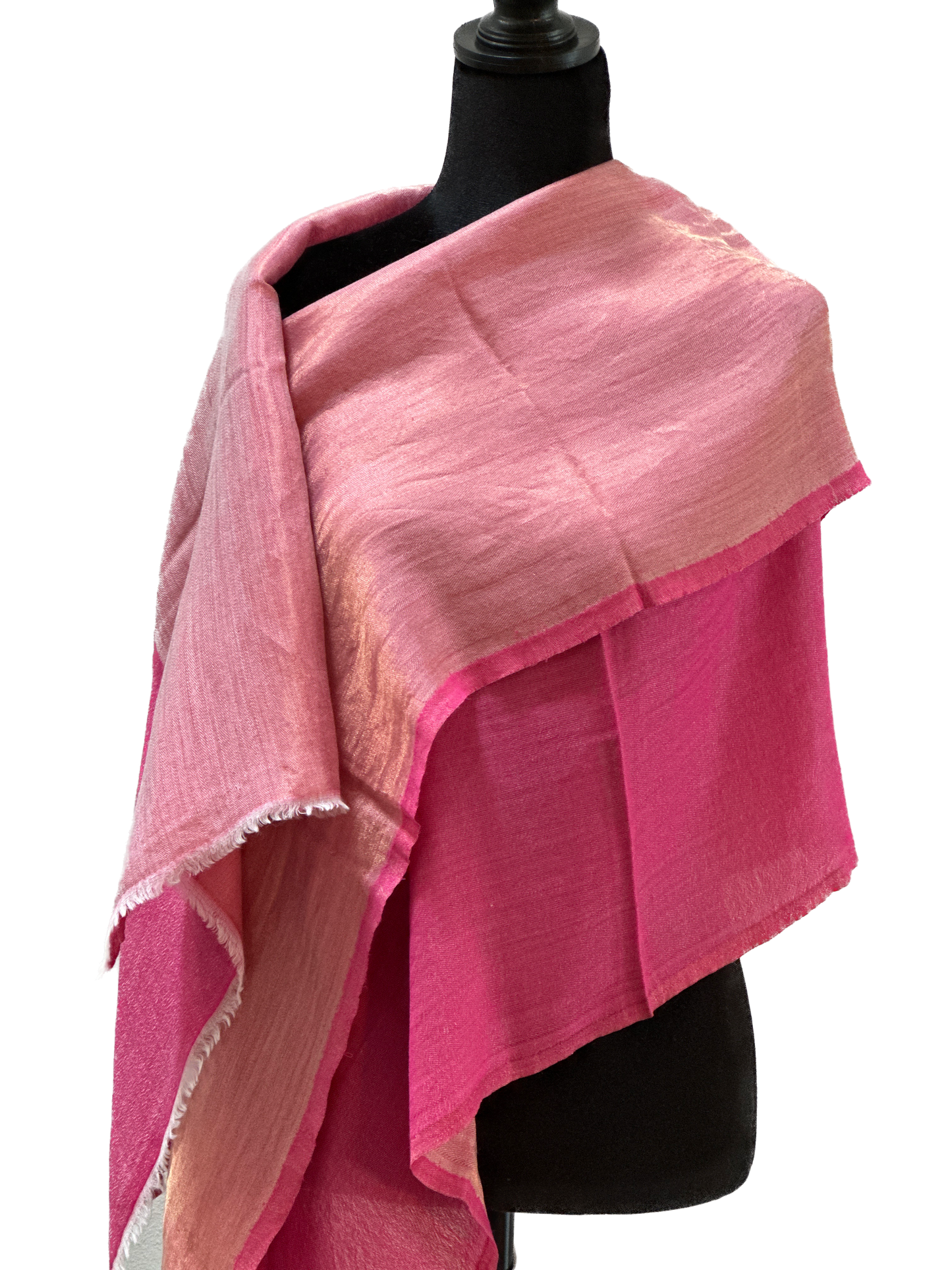 Zari Pashmina Plain Reversible Shawl - Pink