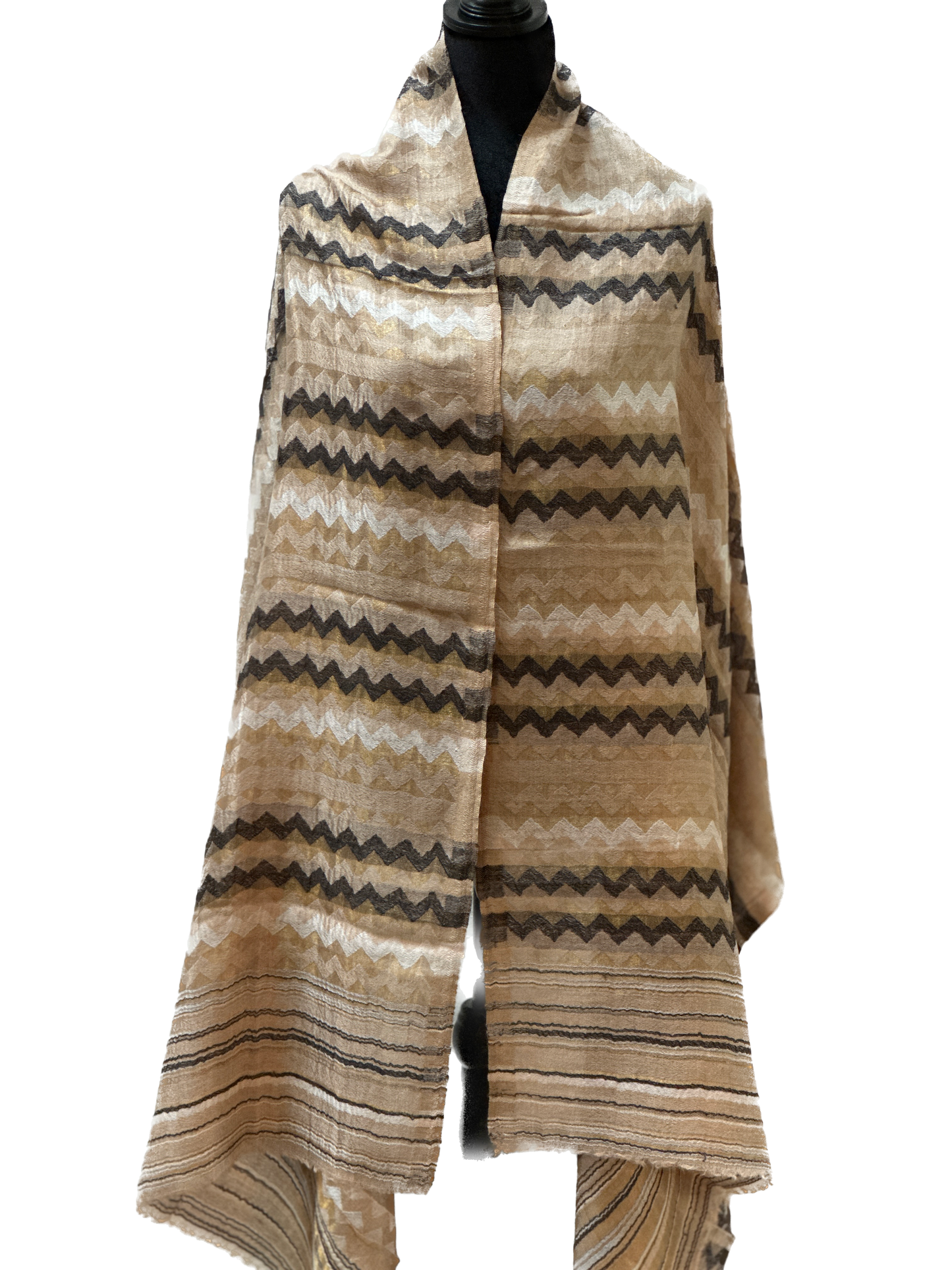 Zari Pashmina Reversible Shawl - Beige modern
