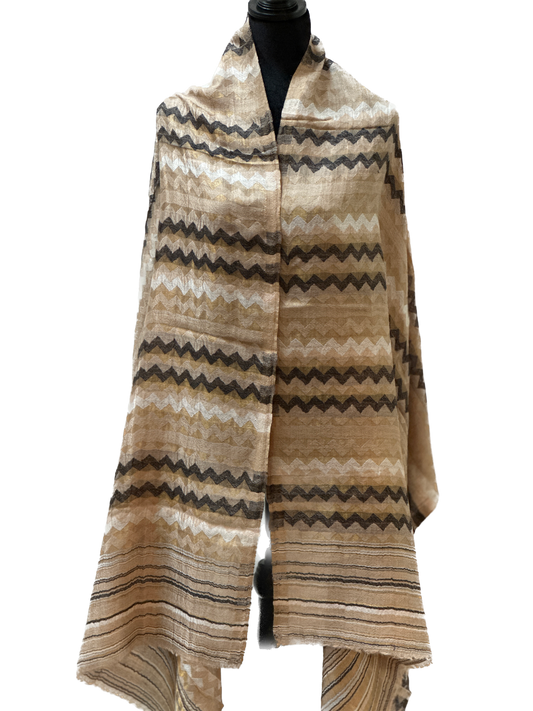 Zari Pashmina Reversible Shawl - Beige modern