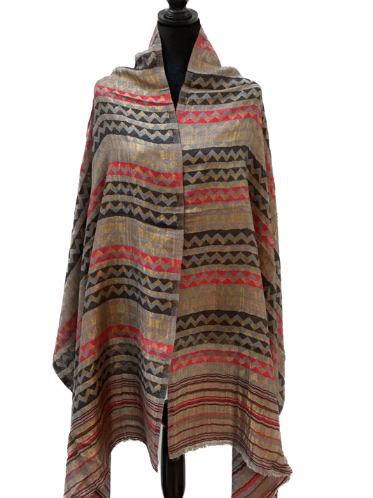 Zari Pashmina Reversible Shawl - Modern