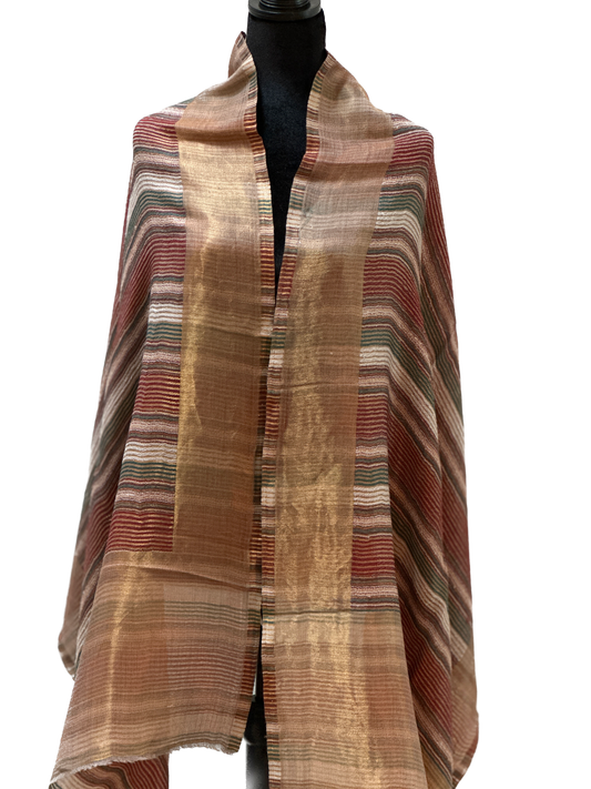 Zari Pashmina Striped Reversible Shawl