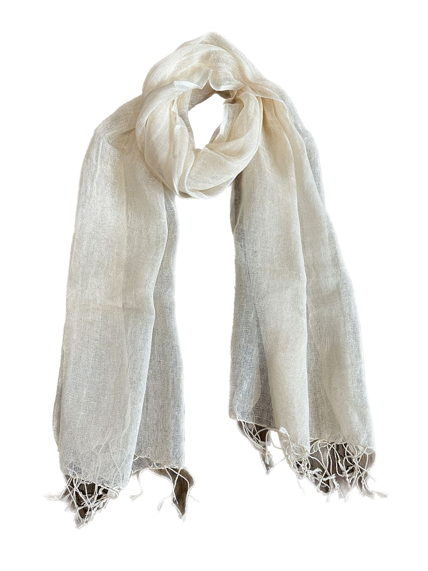 Cream cotton linen scarf