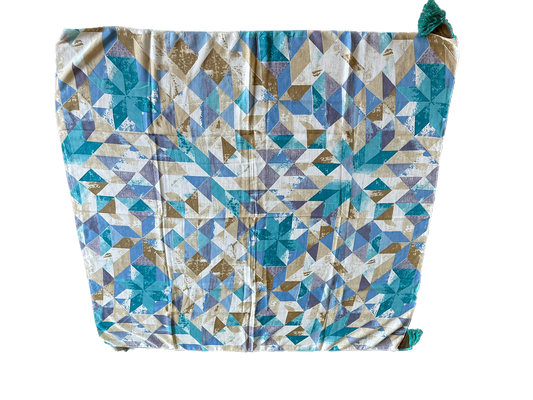 Blue cotton scarf with tassels - square
