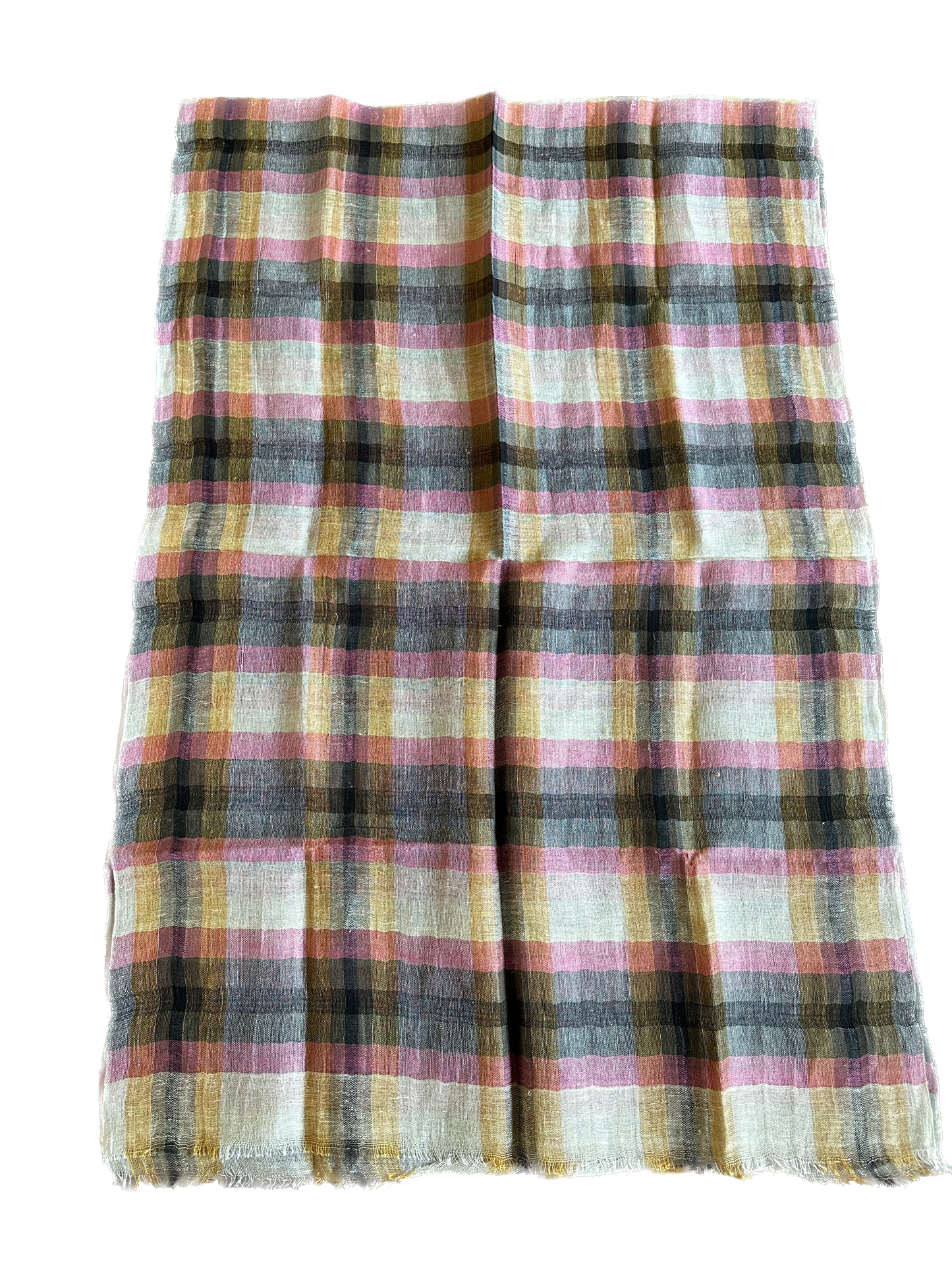 Grey & Pink check cotton Linen scarf