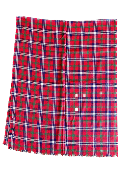 Red checks pure wool scarf