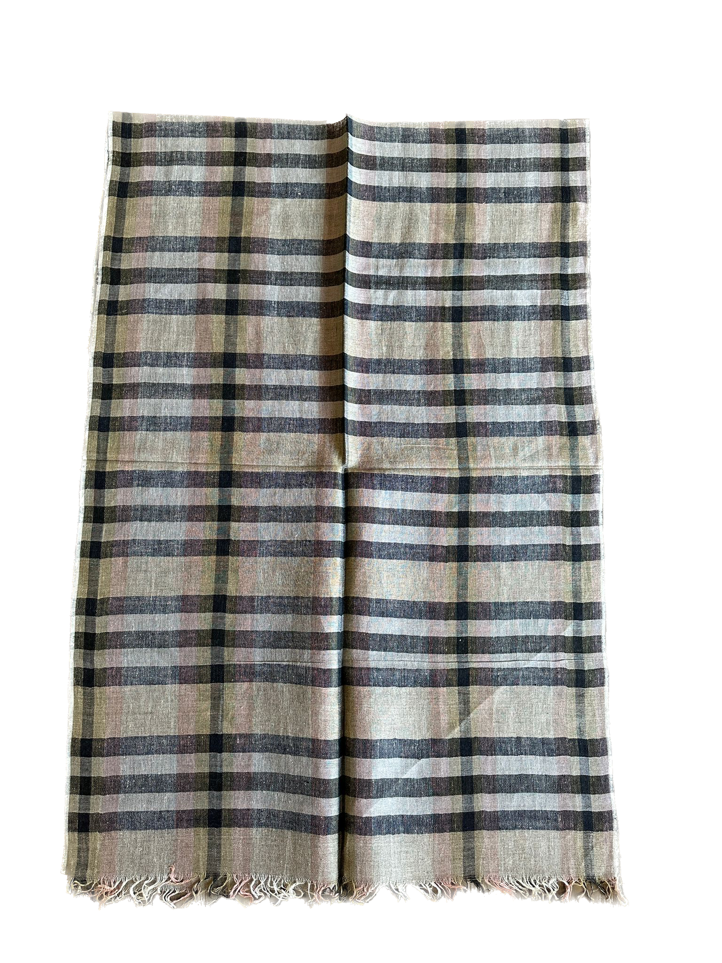 Beige & Black cotton linen scarf