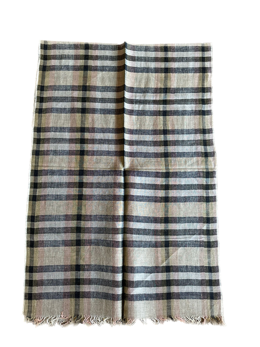 Beige & Black cotton linen scarf