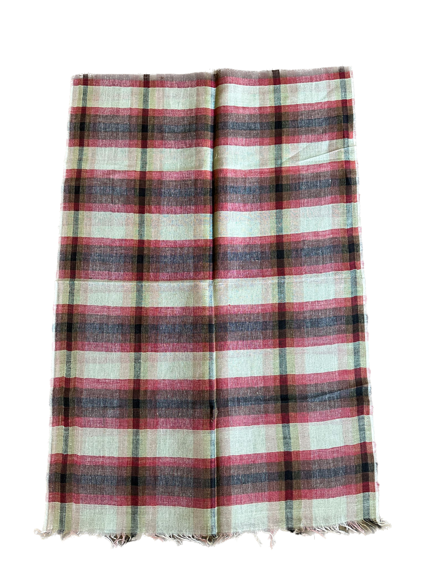 Red & Cream cotton linen scarf