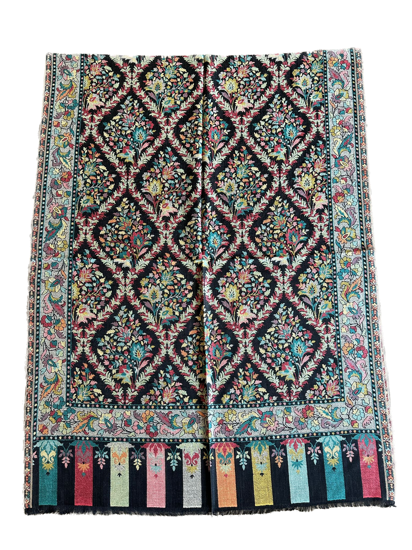 Multicolor Black Kani Pashmina Shawl