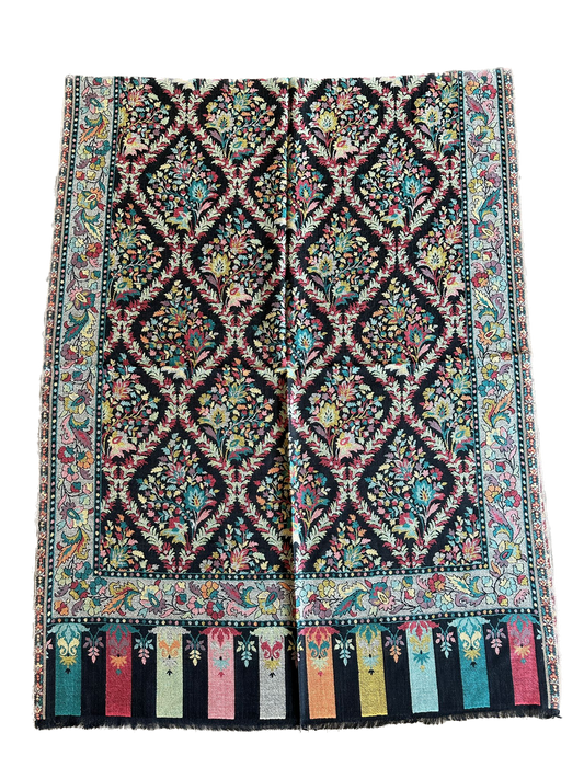 Multicolor Black Kani Pashmina Shawl