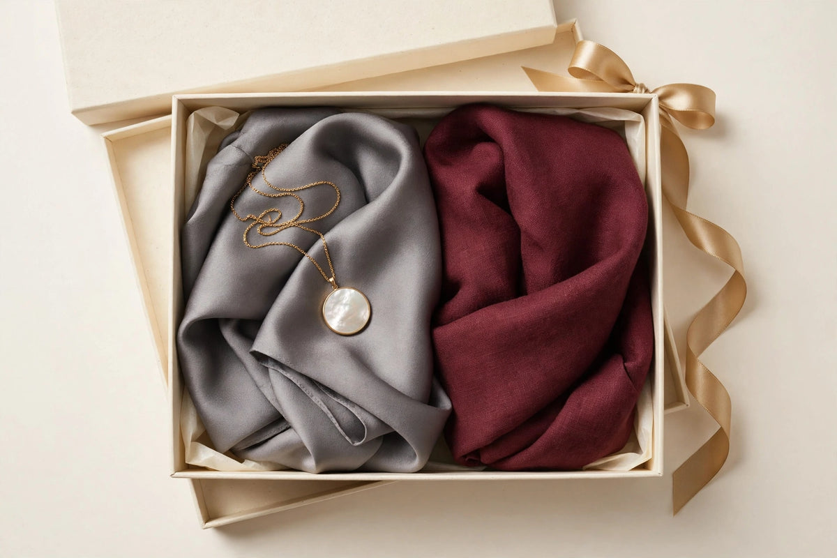 The Pendant Pair gift set in a cream gift box