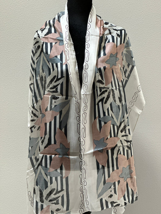 Floral silk scarf