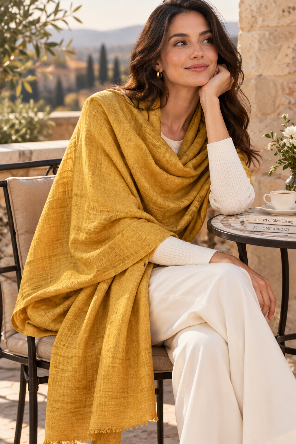 Zari Plain Reversible Shawl - Mustard