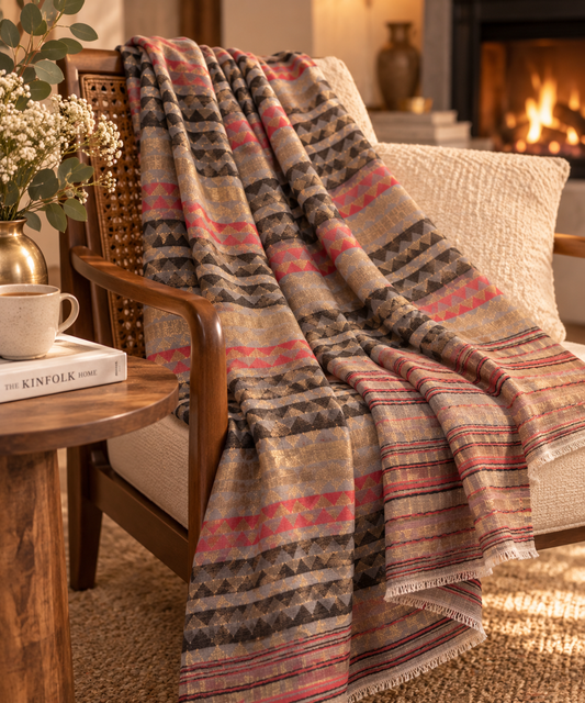 Zari Pashmina Reversible Shawl - Modern