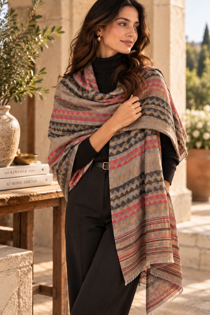 Zari Pashmina Reversible Shawl - Modern