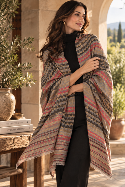 Zari Pashmina Reversible Shawl - Modern