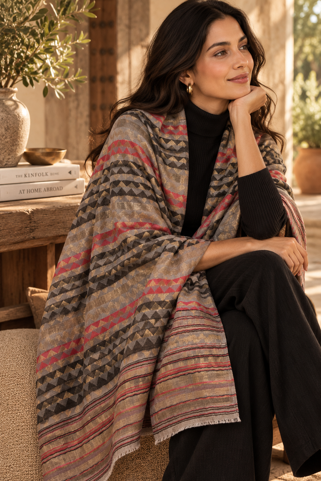 Zari Pashmina Reversible Shawl - Modern