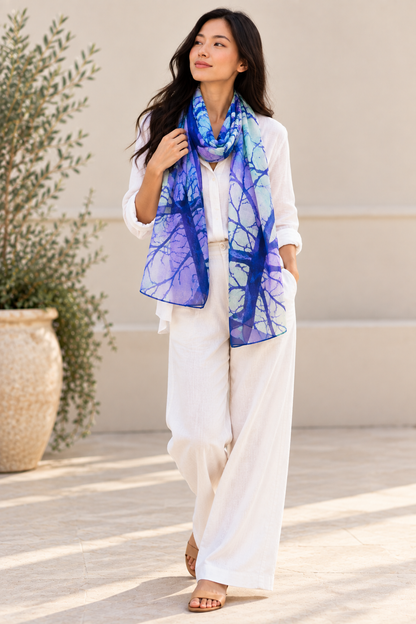 Purple Digital Print Oblong Scarf