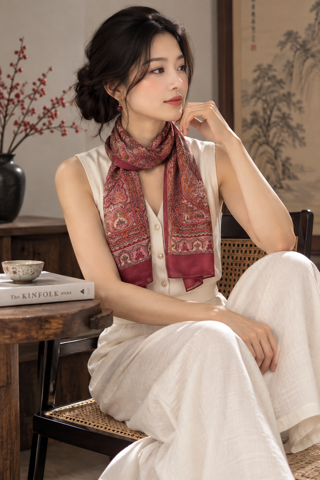 Maroon Silk Scarf