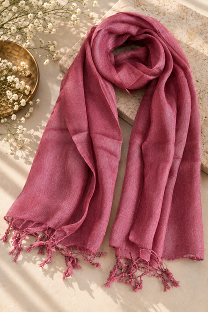 Maroon Cotton Linen Scarf