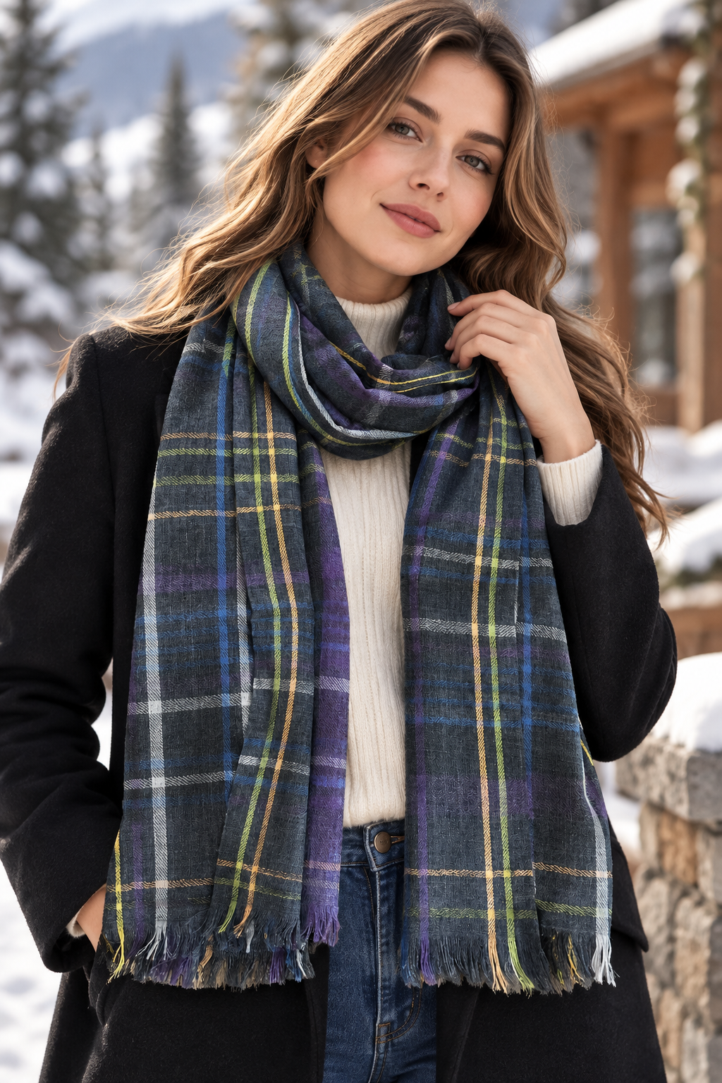 Blue Pure Wool Scarf