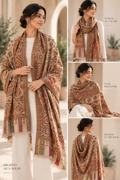 Multicolor Floral Kani Pashmina Shawl