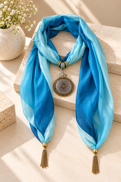 Azure Coast — Ombré Pendant Scarf