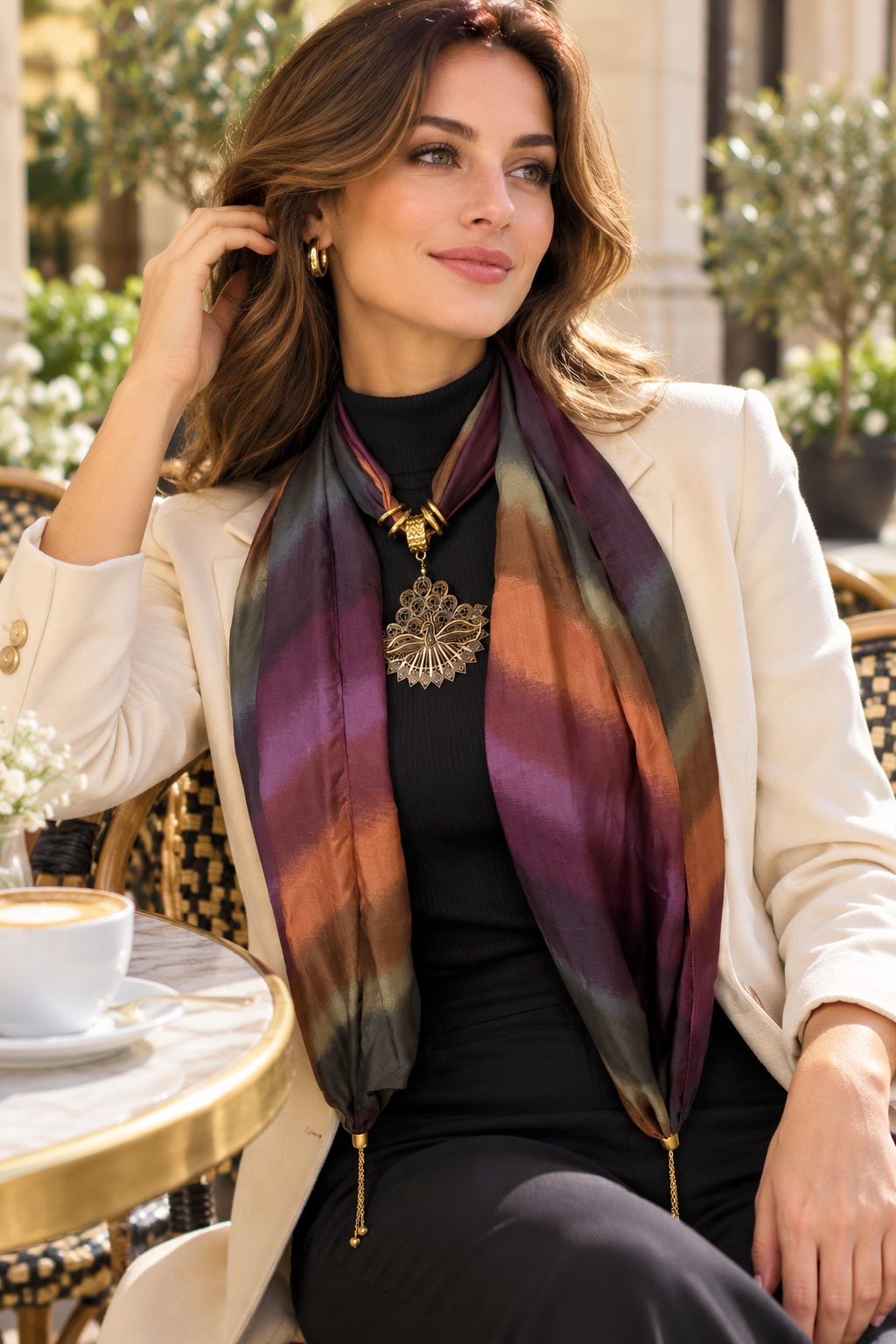Mulberry Dusk — Ombré Pendant Scarf