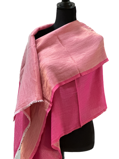 Zari Pashmina Plain Reversible Shawl - Pink