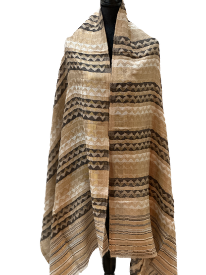 Zari Pashmina Reversible Shawl - Beige Modern