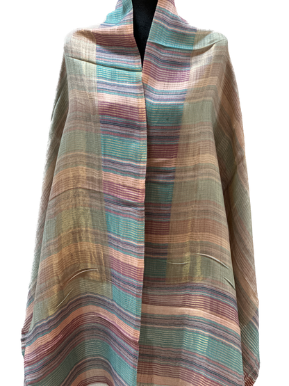 Zari Pashmina Striped Reversible Shawl - Multicolor
