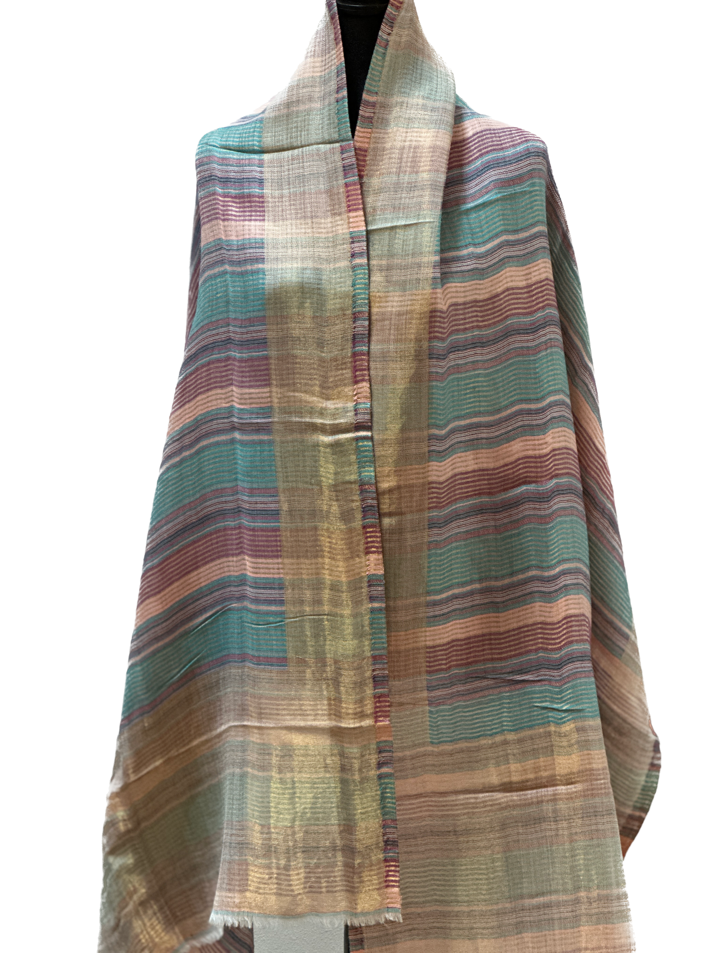 Zari Pashmina Striped Reversible Shawl - Multicolor