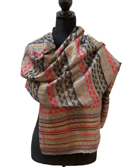 Zari Pashmina Reversible Shawl - Modern