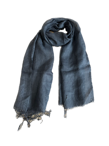Black Cotton Linen Scarf