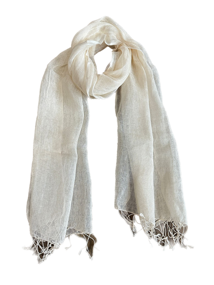 Cream Cotton Linen Scarf