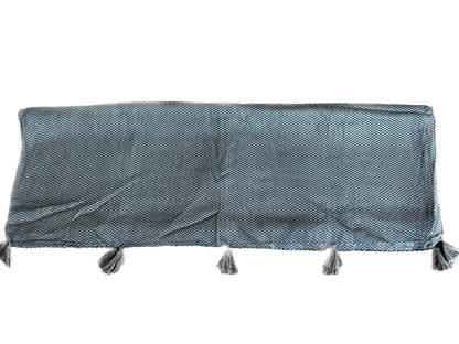 Self Printed Black Scarf with Tassels