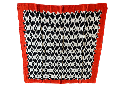 Ikat Print with Orange Border Square Scarf