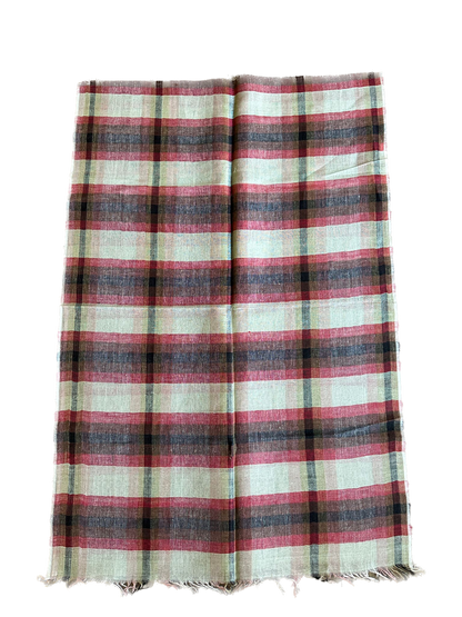 Red & Cream Cotton Linen Scarf