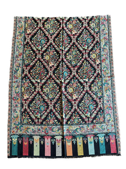 Multicolor Black Kani Pashmina Shawl