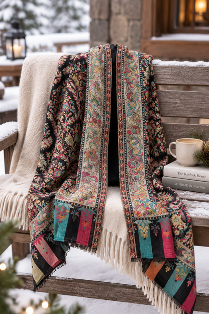 Multicolor Black Kani Pashmina Shawl