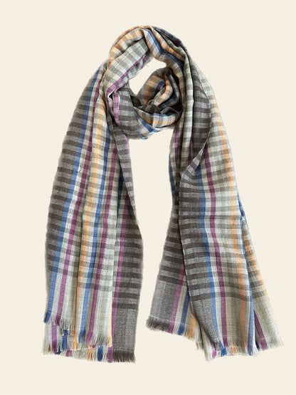 Multicolor Check Design Pure Wool Scarf